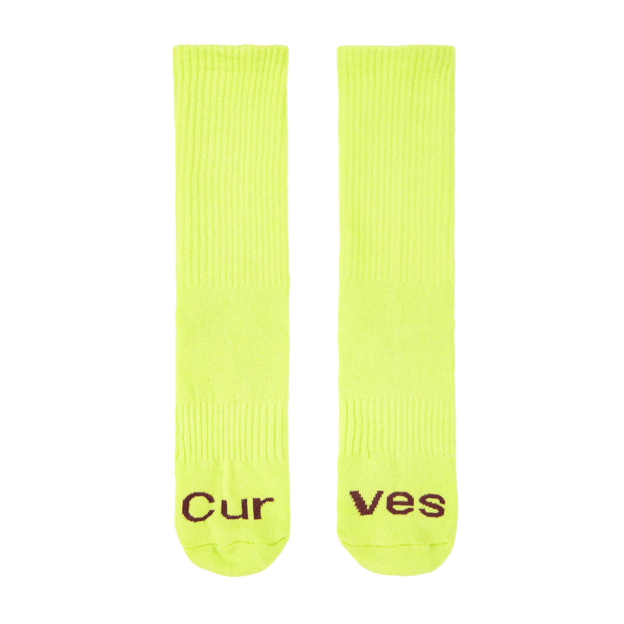 Curves Logo Socks (Chartreuse/Brown)