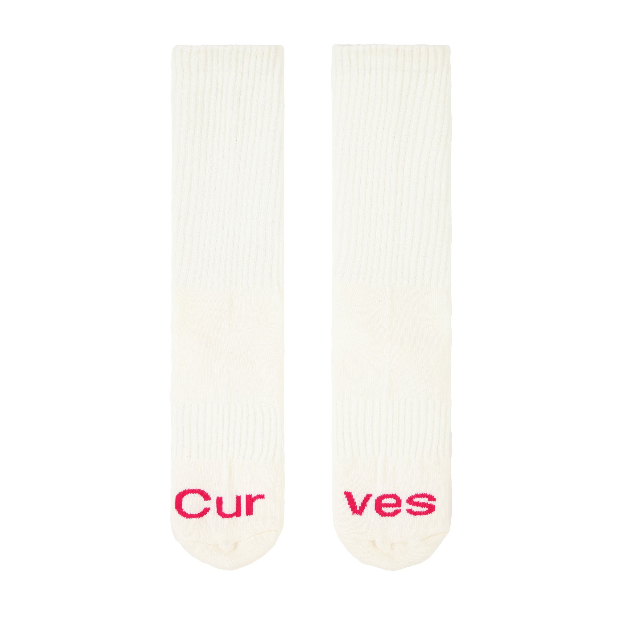 Curves Logo Socks (Off White/Pink)
