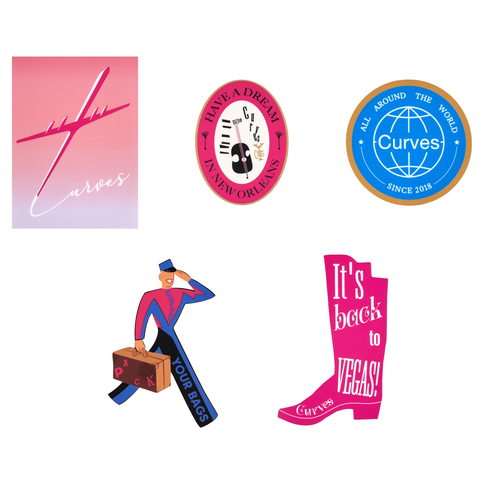 Curves Travel Stickers (Set of 5)